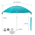Parasol plażowy XL 220 cm NILS turkusowy NC7822