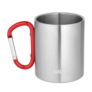 Kubek kempingowy z karabińczykiem (czerwonym) 330 ml NILS Camp - NC17110