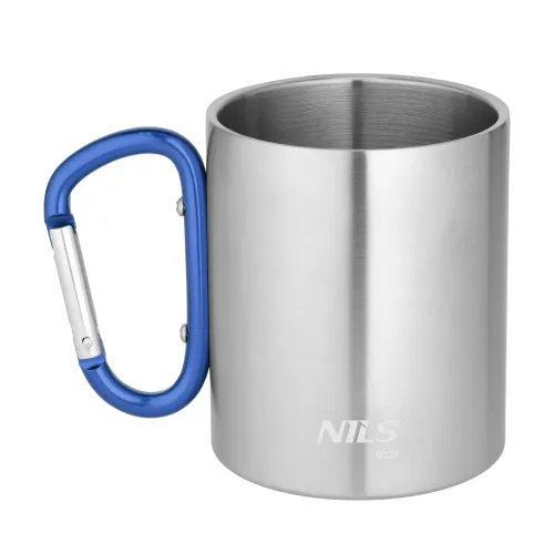 Kubek kempingowy z karabińczykiem (niebieskim) 330 ml NILS Camp - NC17110