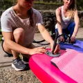Deska SUP Aqua Marina Coral Touring 11'6" BT-23CTPR Raspberry z wiosłem i siedziskiem kajakowym, pompką elektryczną AM EP-T16 i bojką na wiosło