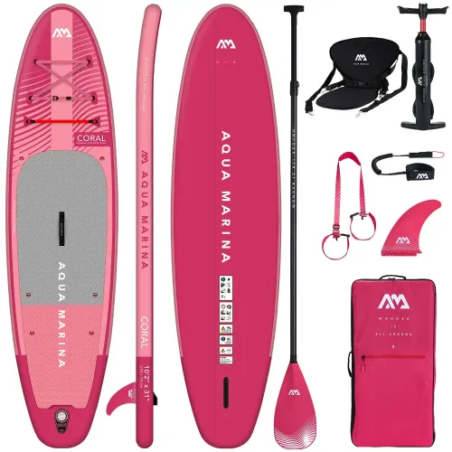 Deska SUP Aqua Marina Coral 10'2" BT-23COPR Raspberry z siedziskiem kajakowym