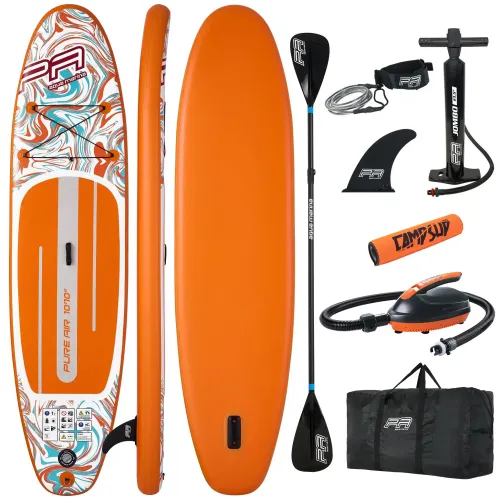 Deska SUP Aqua Marina Pure Air 10'10" z wiosłem kajakowym, pompką elektryczną AM EP-T16 i bojką na wiosło