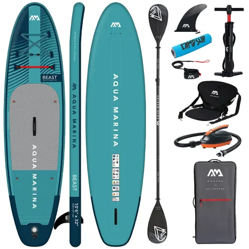 Deska SUP Aqua Marina Beast 10'6" BT-23BEP z wiosłem i siedziskiem kajakowym, pompką elektryczną i bojką na wiosło