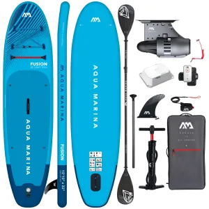 Elektryczna deska SUP Aqua Marina E-Fusion 10'10" z wiosłem kajakowym niebieska