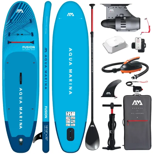 Elektryczna deska SUP Aqua Marina E-Fusion 10'10" z pompką elektryczną niebieska